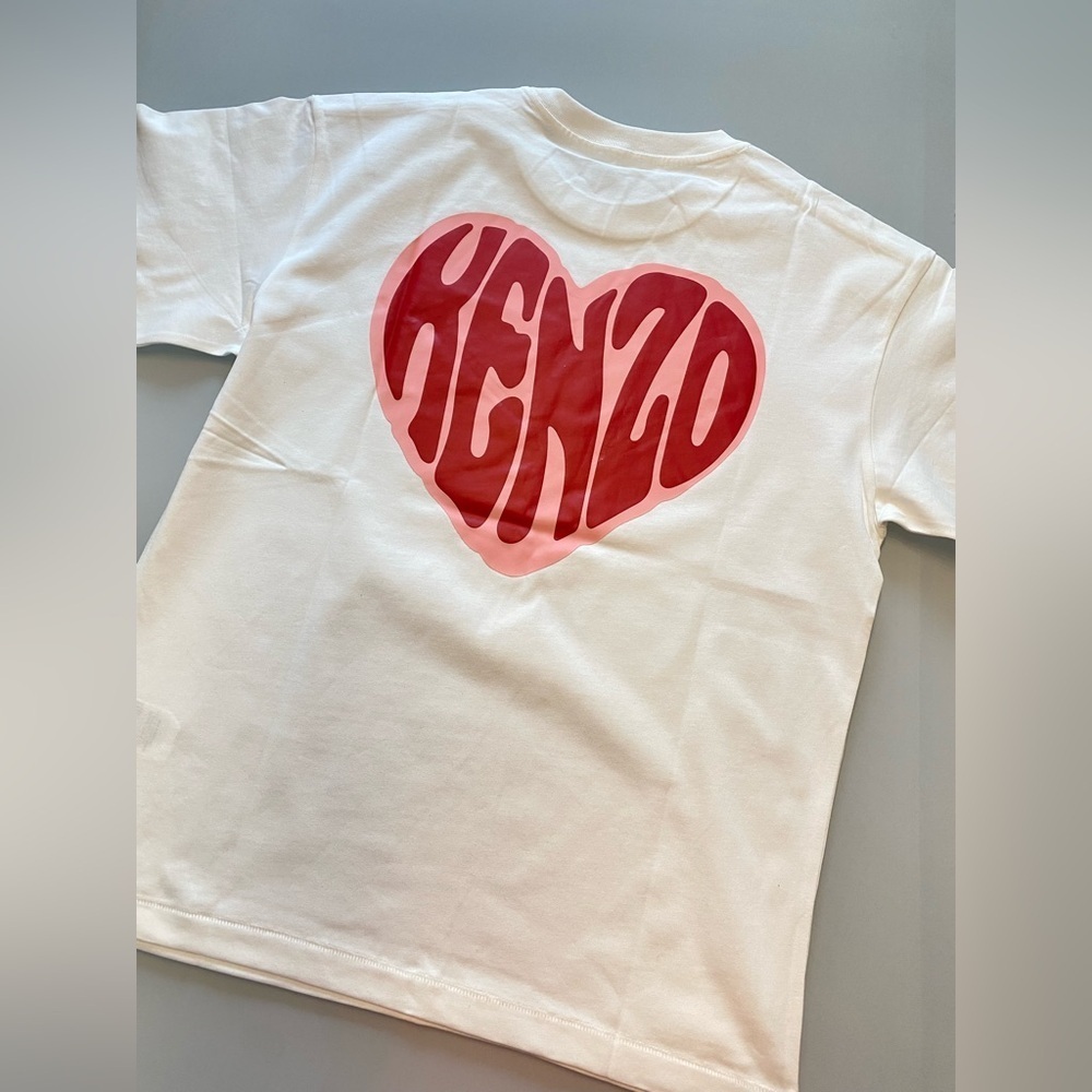 Kenzo White Tee with Red Heart Design size S-M - Picture 4 of 7